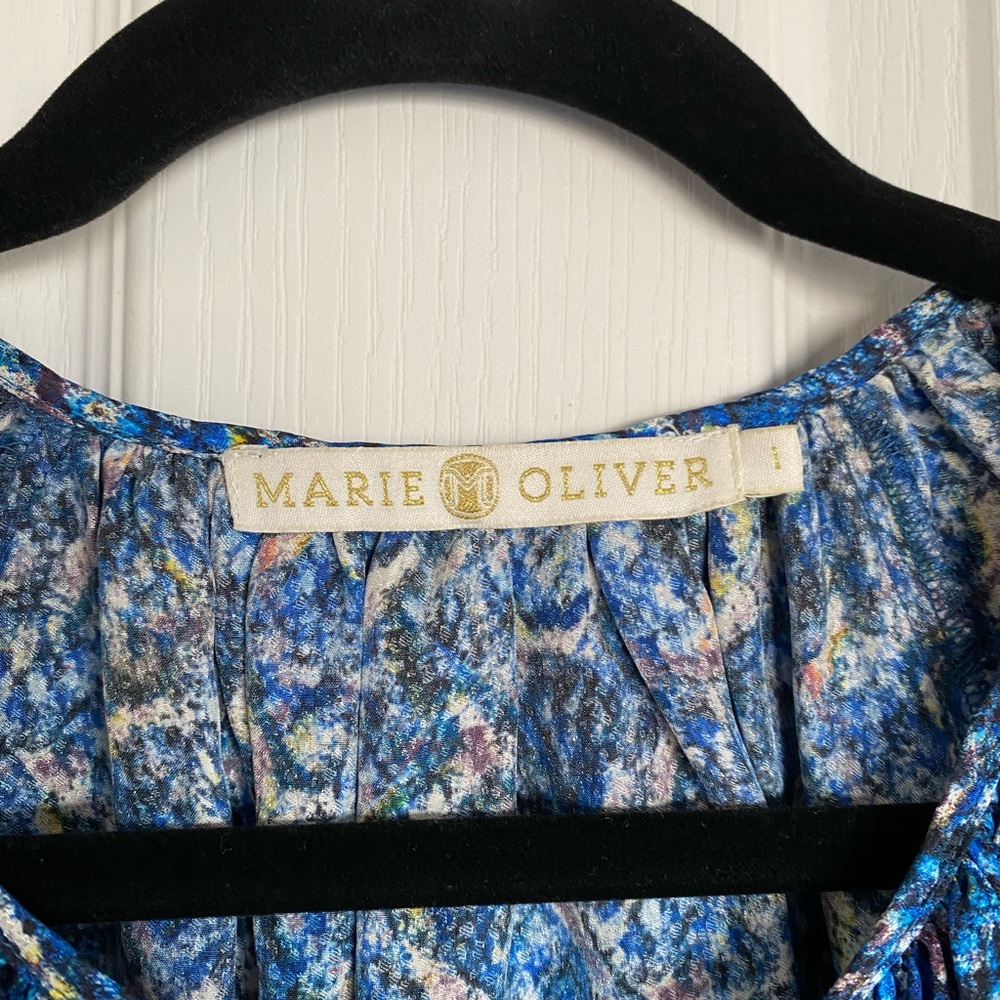 MARIE OLIVER 100% Silk Blouse Top Large Blue NWOT - Picture 3 of 10